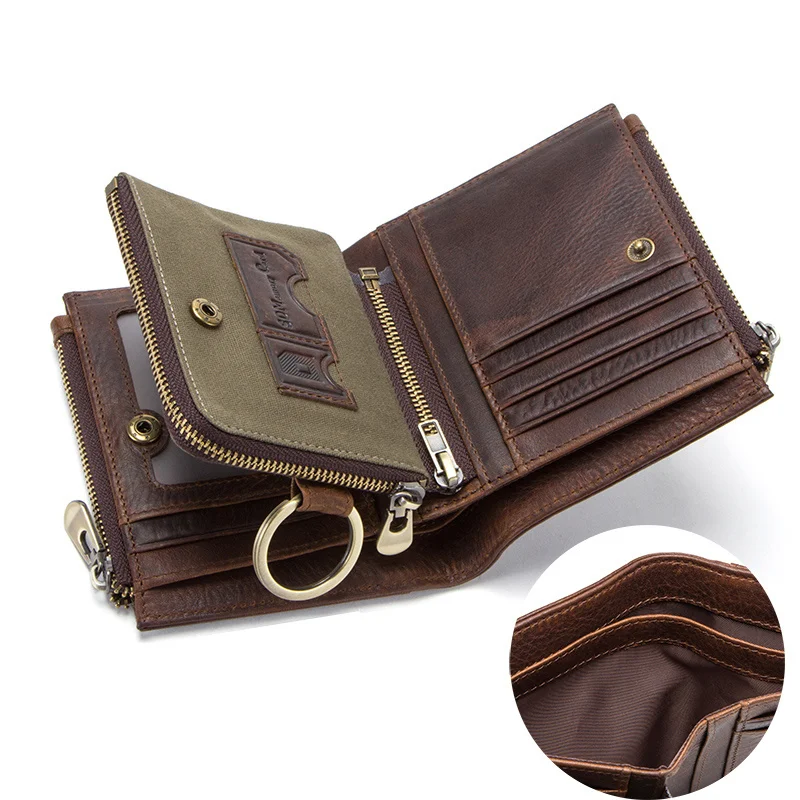 100% cow leather men's wallet RFID male portmane short cuzdan mens card holders coin purse cartera hombre man's walet