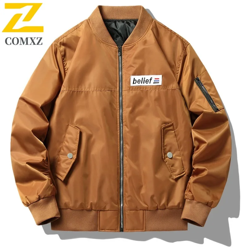 

Men Vintage Bomber Jacket Embroidered Baseball Coat American Military Style Waterproof Windproof Loose Fit Spring Fall Outerwear