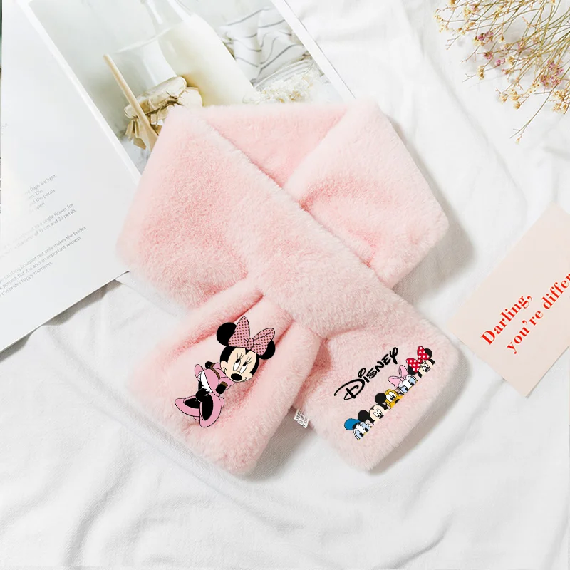 Disney Neckerchief Mickey Mouse Scarf Premium Candy Color Long Rectangle Faux Fur Warm Soft Furry Wrap Around Loophole Scarves