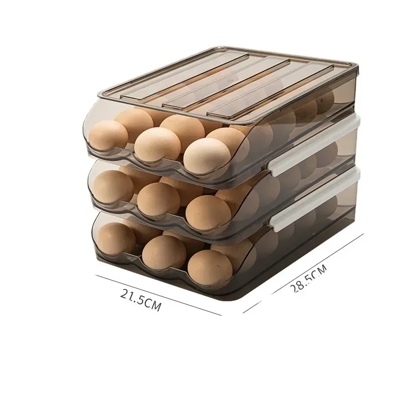 Automatic rolling egg box multi-layer Rack Holder for Fridge fresh-keeping box egg Basket storage containers kitchen organizers