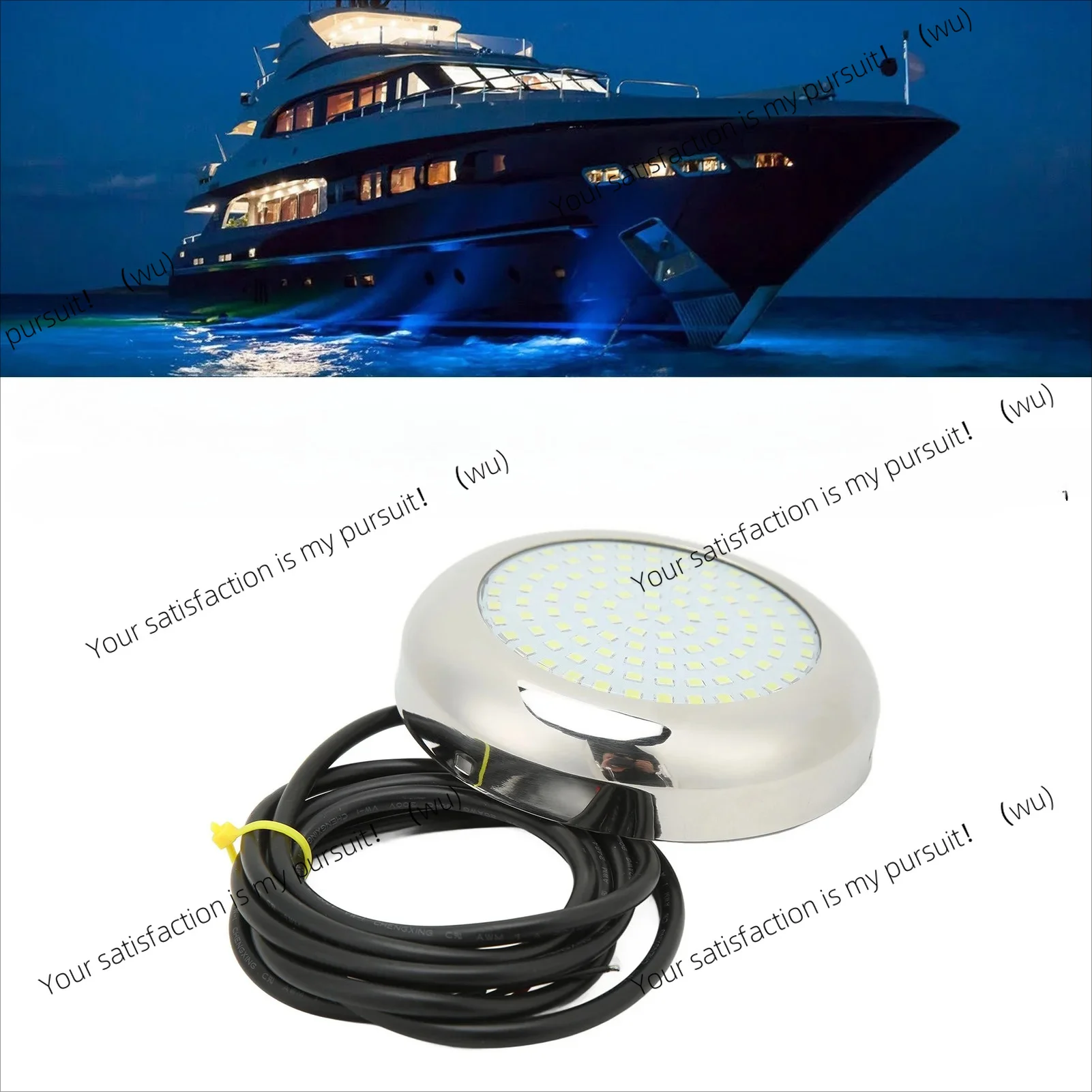 for Marine Boat Underwater Light 4in 108LED Underwater Light 12V IP68 Waterproof 135° Luminous Angle Underwater Boat Lamp