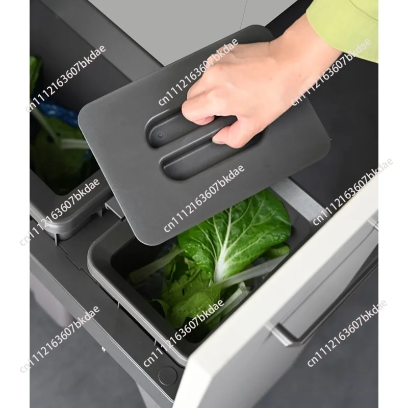Garbage Bin Hidden Kitchen Trash Can Double Trash Bin Luxury Built in Litter Bins Large Capacity Drawer Style