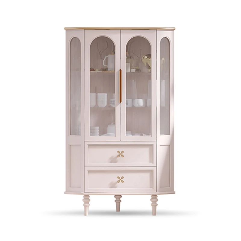 

light luxury solid wood dining table side cabinet home corner locker glass door display cabinet customization