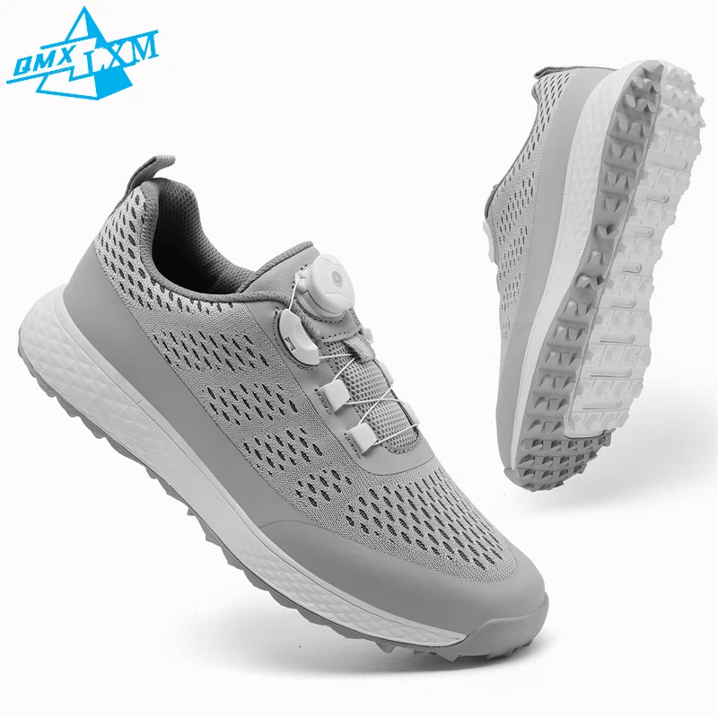 Męskie buty golfowe LiXingMing Nowe szare, duże rozmiary do 47 # Oddychające tenisówki golfowe Trening na świeżym powietrzu Zawody golfowe Buty