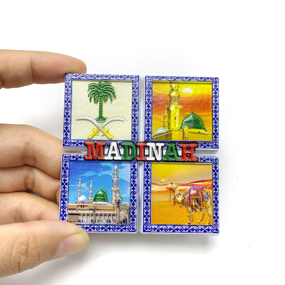 

Resin material Medina refrigerator magnet, colorful landscape design, travel souvenir, magnetic decorative sticker