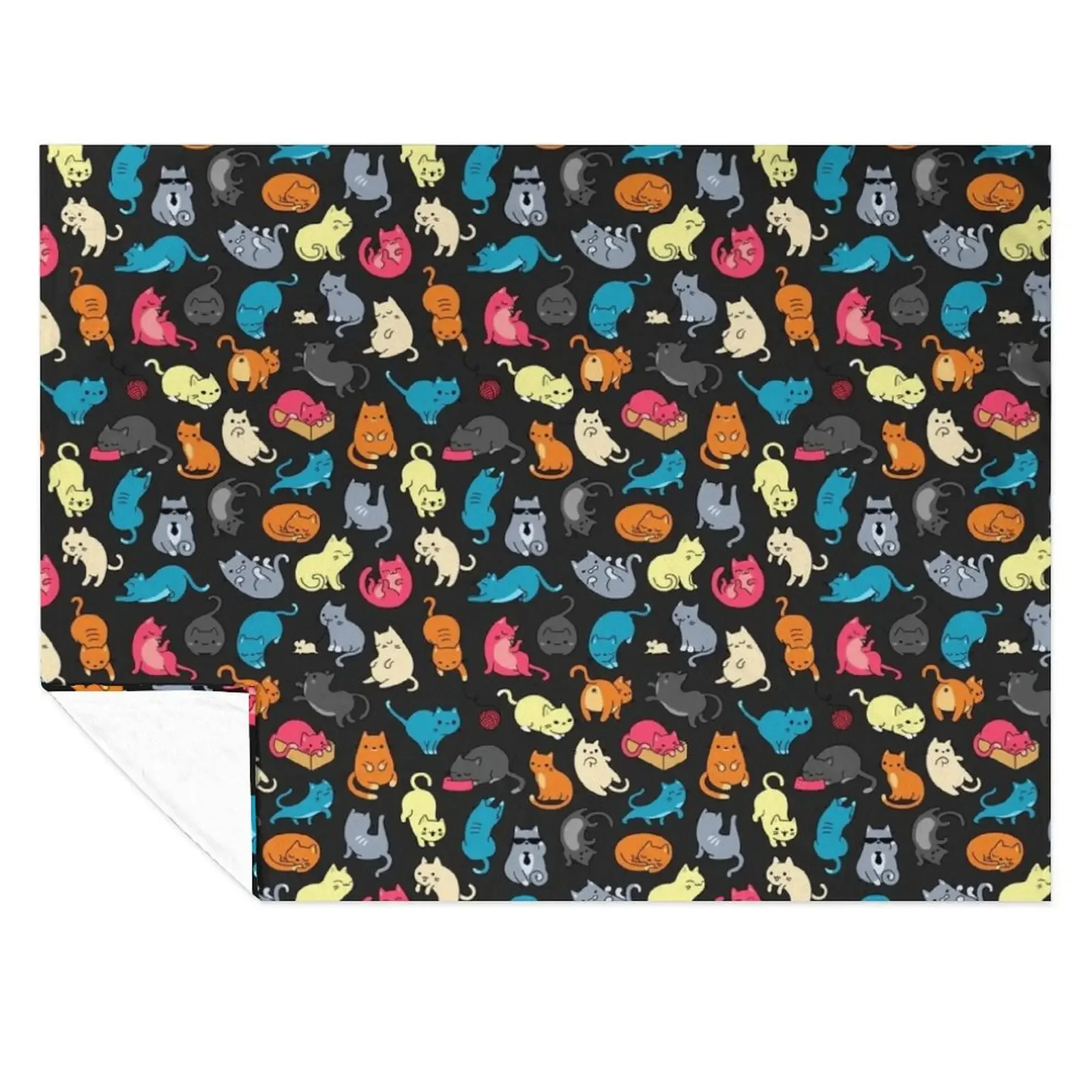 

Colorful Cats and Kittens Pattern Throw Blanket Flannels blankets and throws Sofas warm winter Blankets
