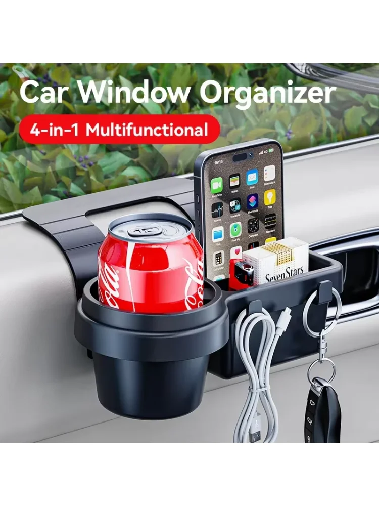 Car Cup Stand Phone Holder Mount Tray Side Door Window Storage Barrel Pocket Hanging Storage Rack with Auto Interior Accessories