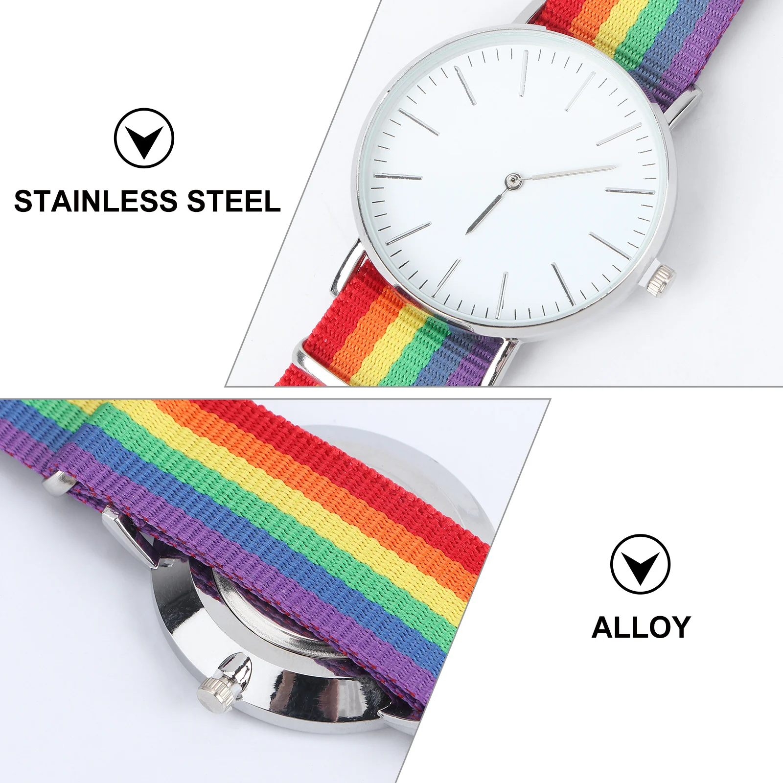

Rainbow Designed Quartz Watch Silver Unisex Fashion Wrist Decoration Silent Precise Movement Durable Comfortable