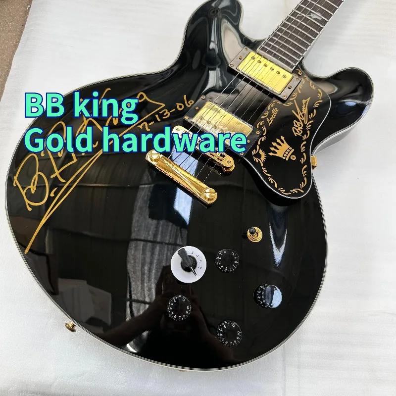 Signature King BB Non F-Hole Half Hollow Electric Guitar LUC Gold Hardware Double Coil High End Customized Neck Signature