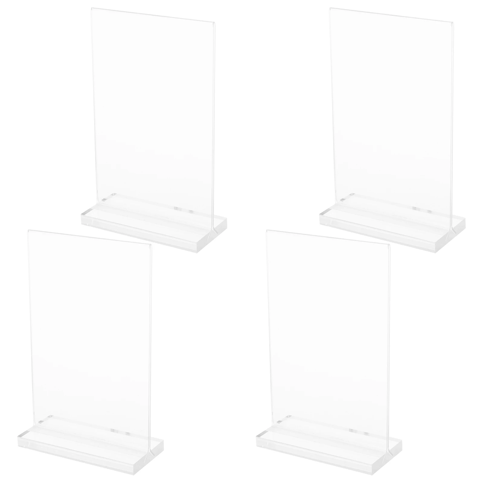 4pcs Transparent Table Sign Poster Board Clear Display Stand Signage 15x10cm Signage Stand Document Holder