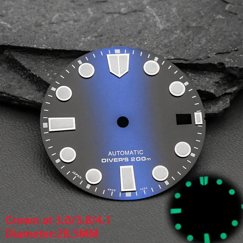 

28.5mm Watch Dial Green Luminous Dial For SKX007 SPRD 6105 Tuna SPB185 SPB187 Watch Cases NH35 NH36 Watch Dial