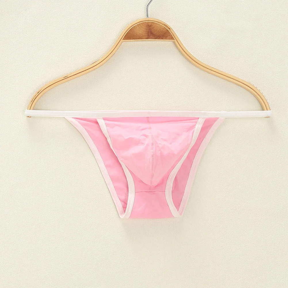 

Pink Fine Jersey Cotton Men's Contoured Pouch Thong Underwear Tanga with Bikini Style and Fine Jersey Material
