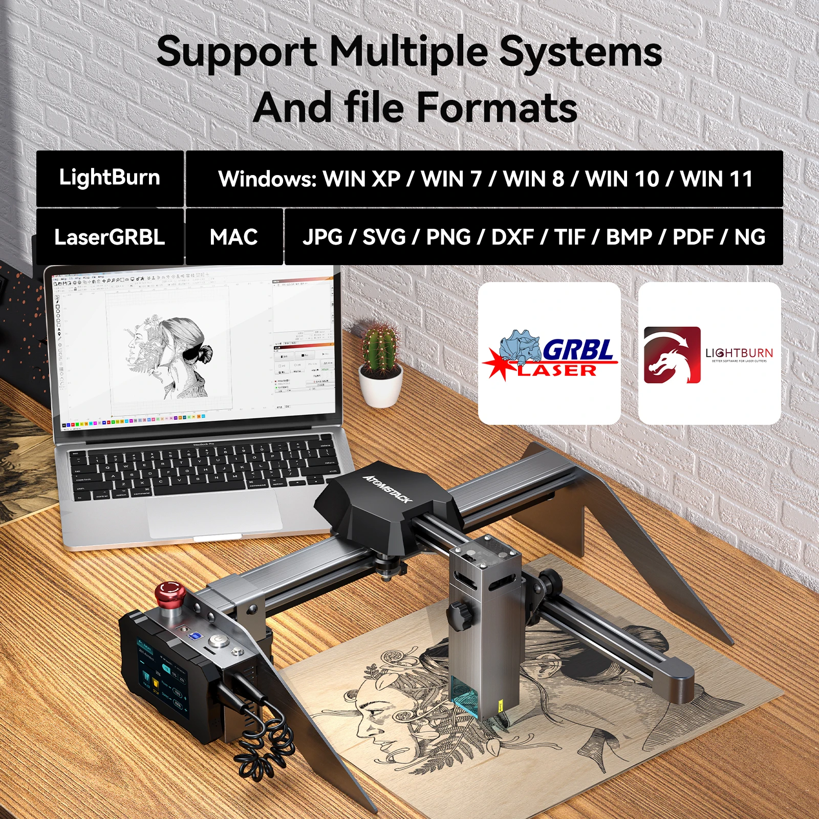 ATOMSTACK P9 M50 Laser Engraver with Touch Screen Control Terminal Support Offline TF Card Portable Mini Laser Cutting Machine