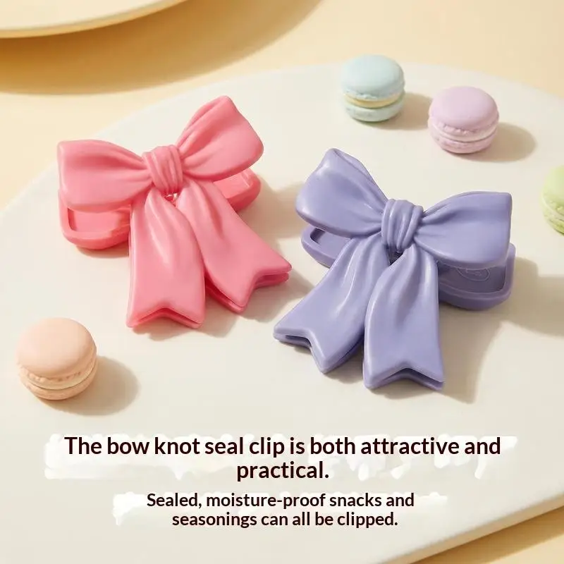 Colorful Bowknot Sealing Clips Moisture-Proof Fresh-Keeping Snack Bag Sealer Clamp For Plastic Bags Reusable Kitchen Accessory