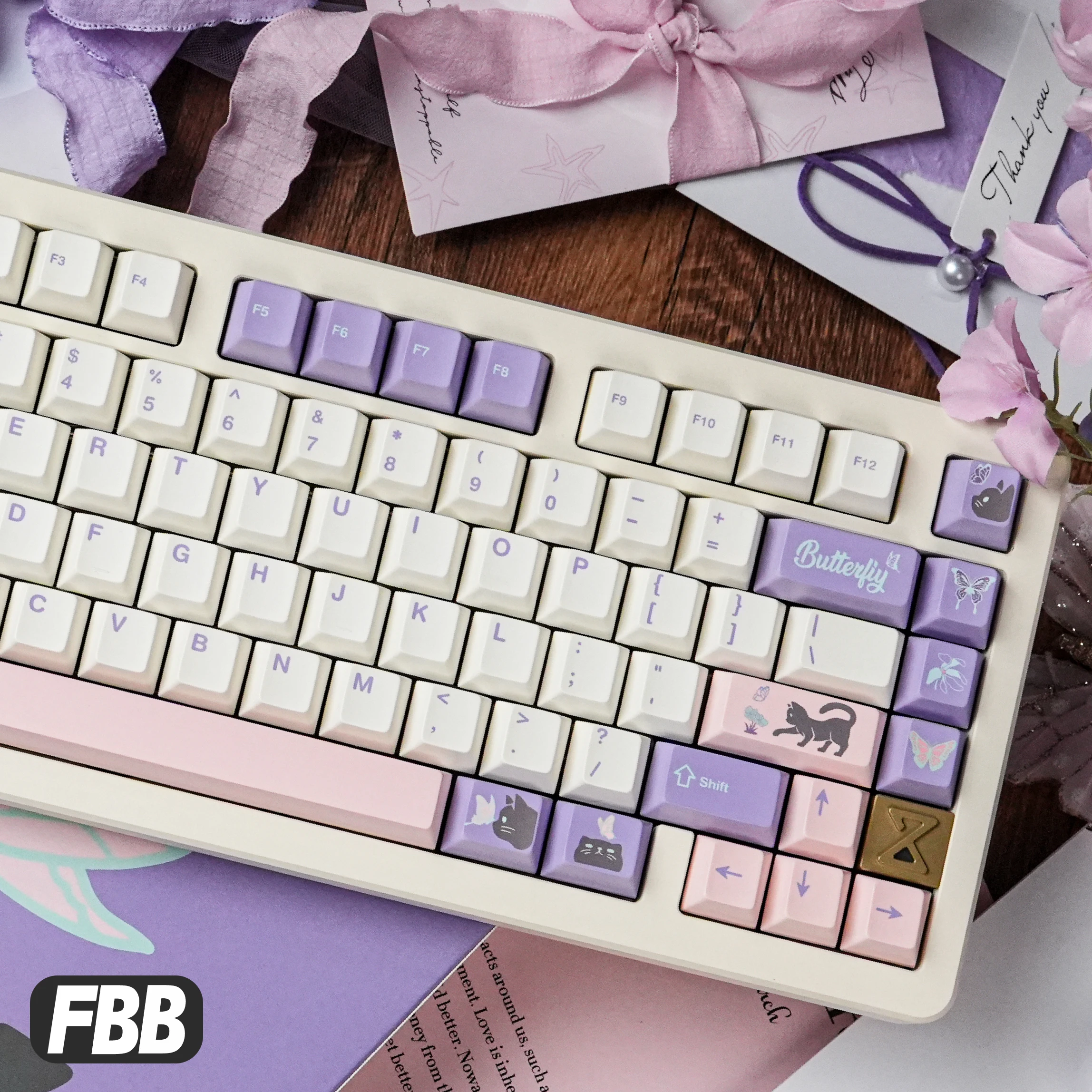 

FBB колпачки для клавиш бабочка фиолетовый для механической клавиатуры MX переключатели Keycap PBT полноразмерные аксессуары «сделай сам» милый подарок для девочек и женщин