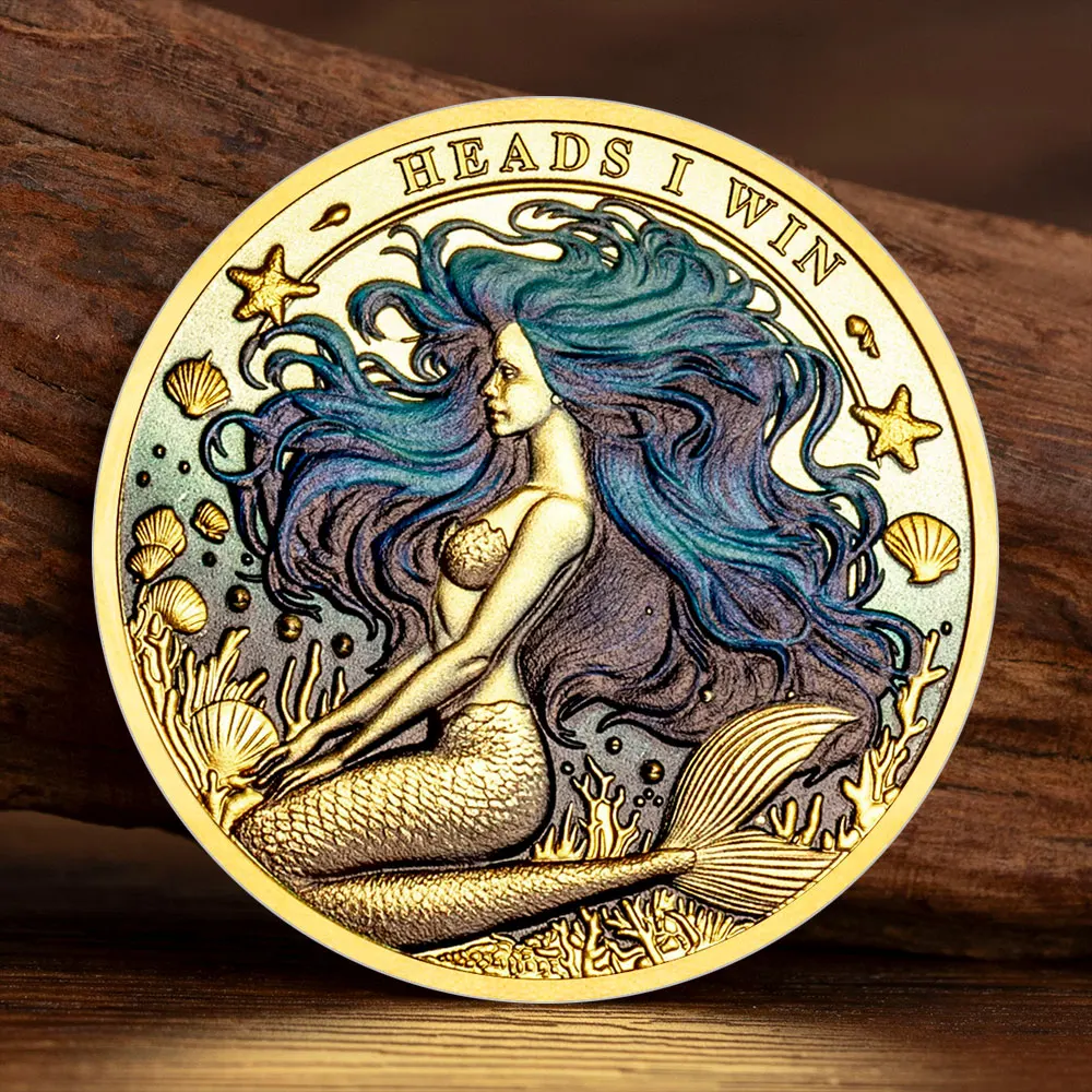 Mermaid Commemorative Coins Fairy Tale Mermaid Lucky Coin Commemorative Badges