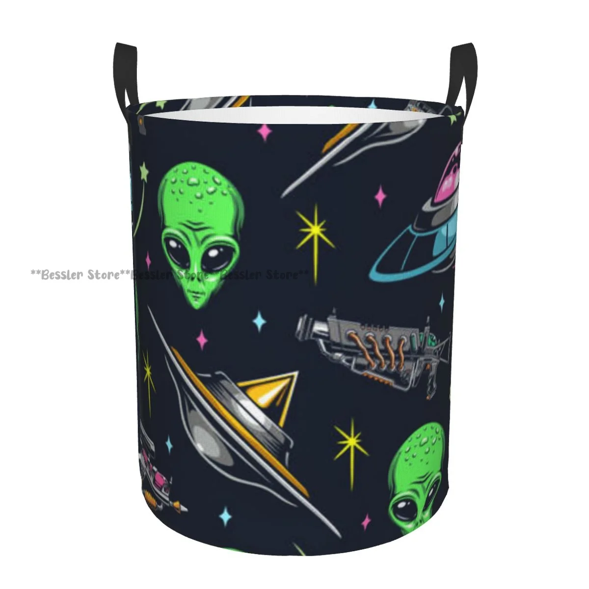 Dirty Laundry Basket Alien Colorful Pattern Folding Clothing Storage Bucket Toy Basket Home Waterproof Organizer