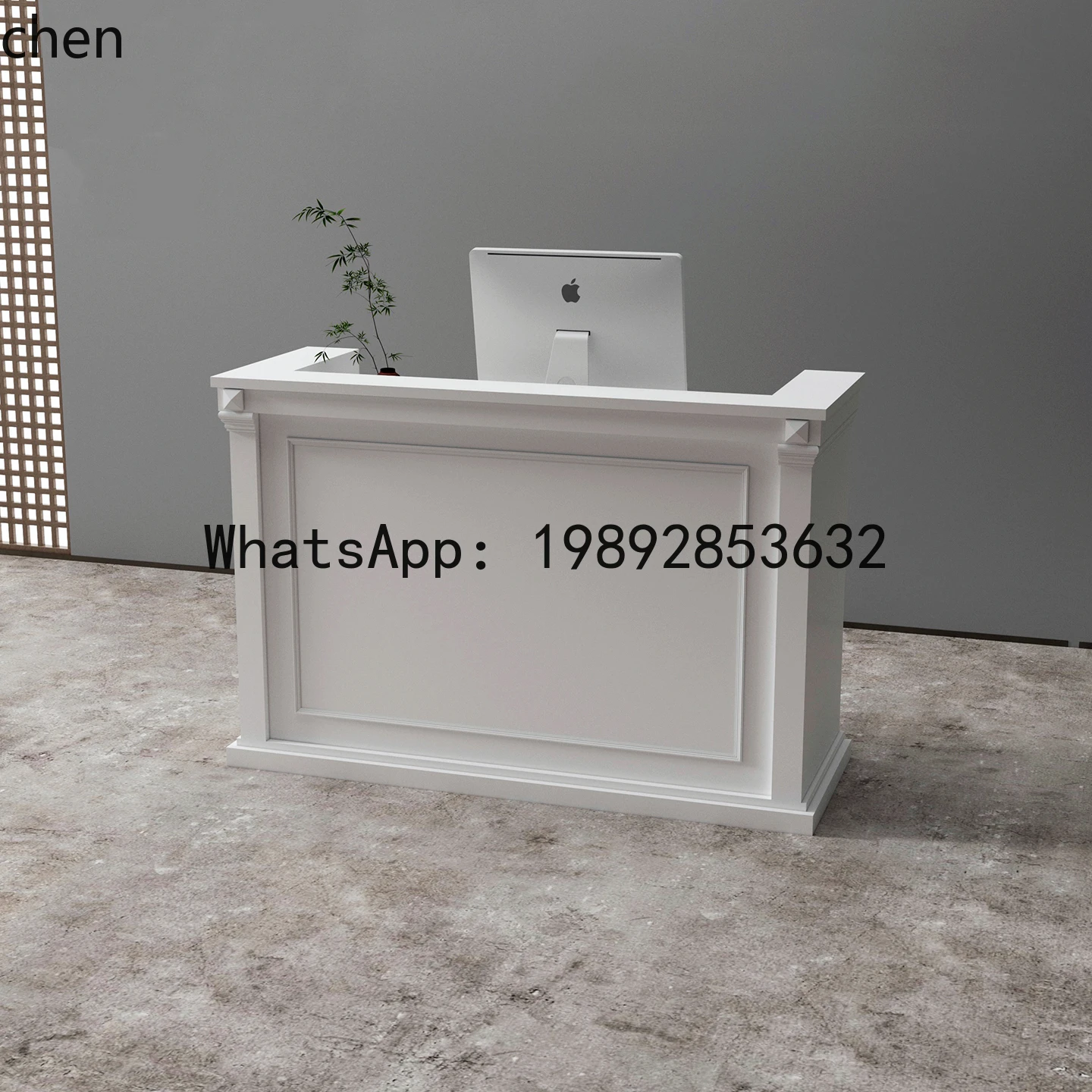 simple modern paint clothing store checkout page counter barber shop reception desk