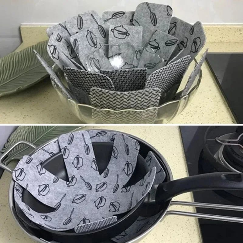 3Pcs/Set Kitchen Non Stick Pot Bottom Felt Protective Pad to Prevent Scratching Separate Surfaces for Cookware Heat Resistant