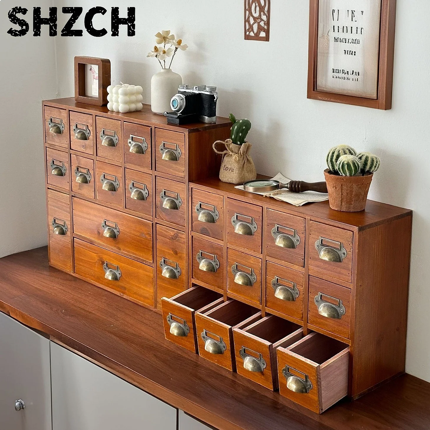 Wooden entrance, desktop drawer type entry key storage, home furnishing, living room decoration, small traditional