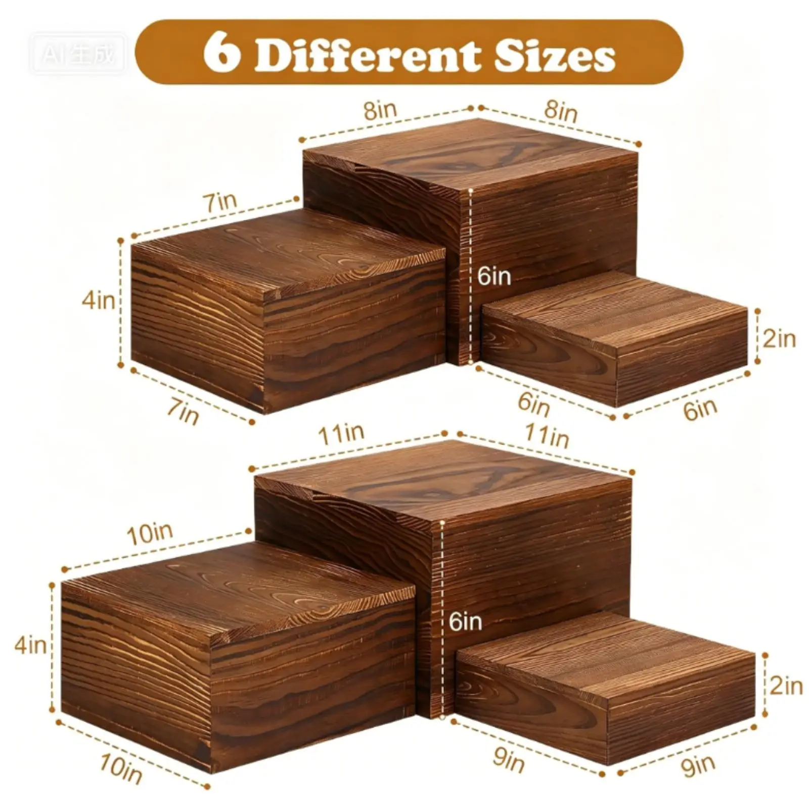 Dessert Display Stand Set Stackable Buffet Riser Wood Candy Holder for Event Brunch or Buffet