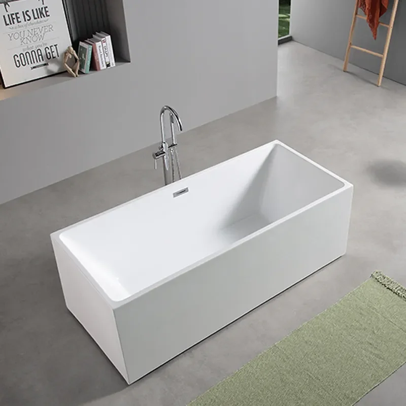 Square Double Bathtub Japanese Style Freestanding Acrylic Soaking Tub for Small Bathroom Apartment Couple Use