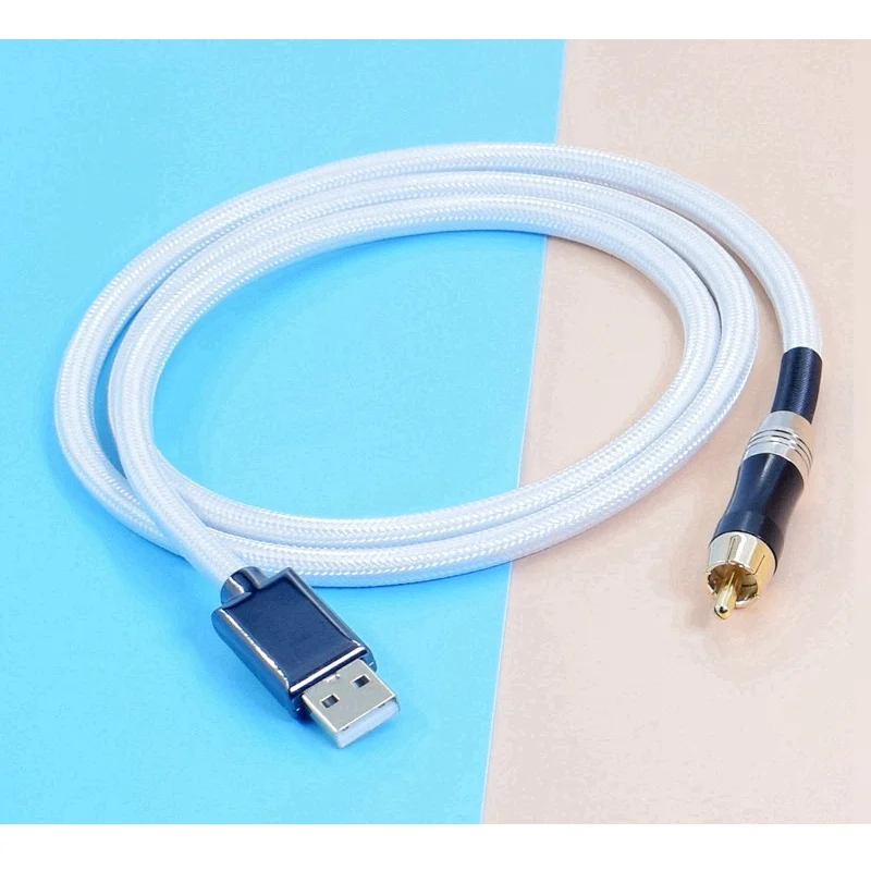 Srebrny srebrny USB typu C do koncentrycznego kabel do androida Audio RCA telefonu, komputera komórkowy obsługuje dssd64 16/24 bit DAC DSP