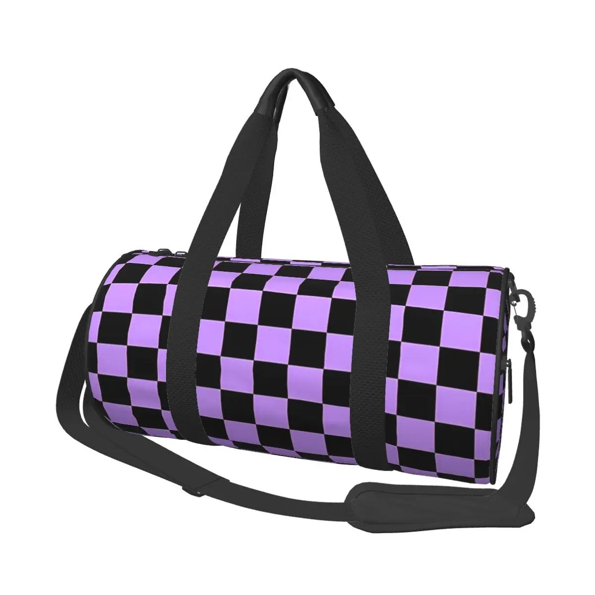 Black Purple Checkers Gym Bag Fashion Travel Training Sports Bags Men's Design with Shoes Retro Fitness Bag Portable Handbags