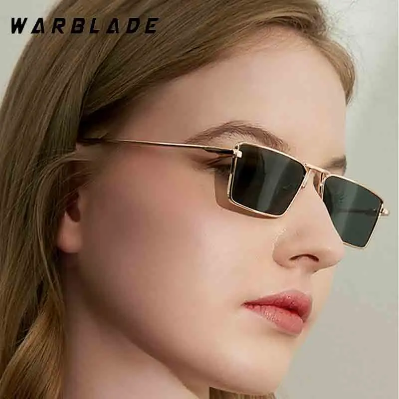 

New Vintage Metal Small Rectangle Frame Sunglasses Women Luxury Brand Designer Glasses Men Summer Traveling Fishing Shades UV400