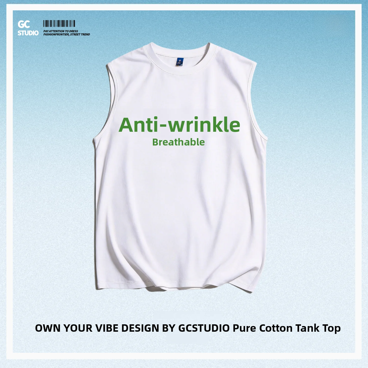Anti-Rust Pure Cotton round Neck Sleeveless Vest Unisex Loose Casual Top Printed Design Breathable Comfortable Sporty Style