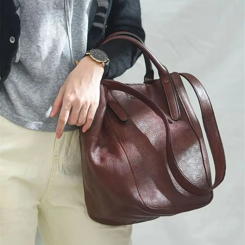 fashion luxury designer natural genuine leather ladies handbags weekend daily party soft real cowhide women's tote shoulder bag