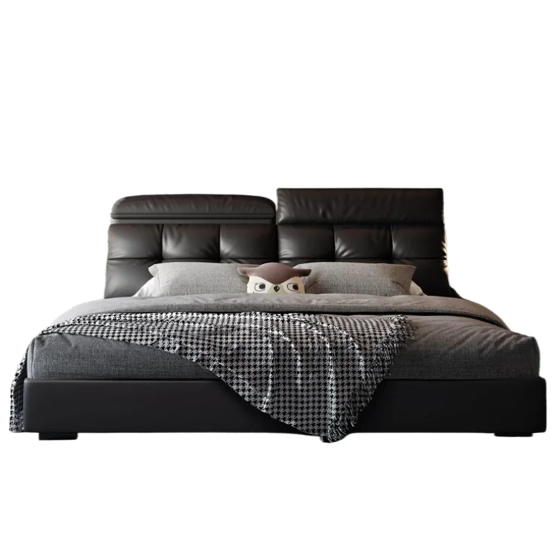 leather bed rechargeable modern minimalist 1.8 meters double bed home master bedroom storage