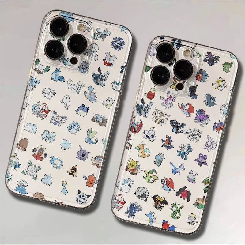 Funda Protectora para Teléfono con Diseño de Pokémon de Pantalla Completa, Delibird, Spheal, Swinub, para iPhone 11, 12, 13, 14, 15, 16, 17 Pro Max Plus, Resistente a Impactos ﻿ ﻿ ﻿ ﻿