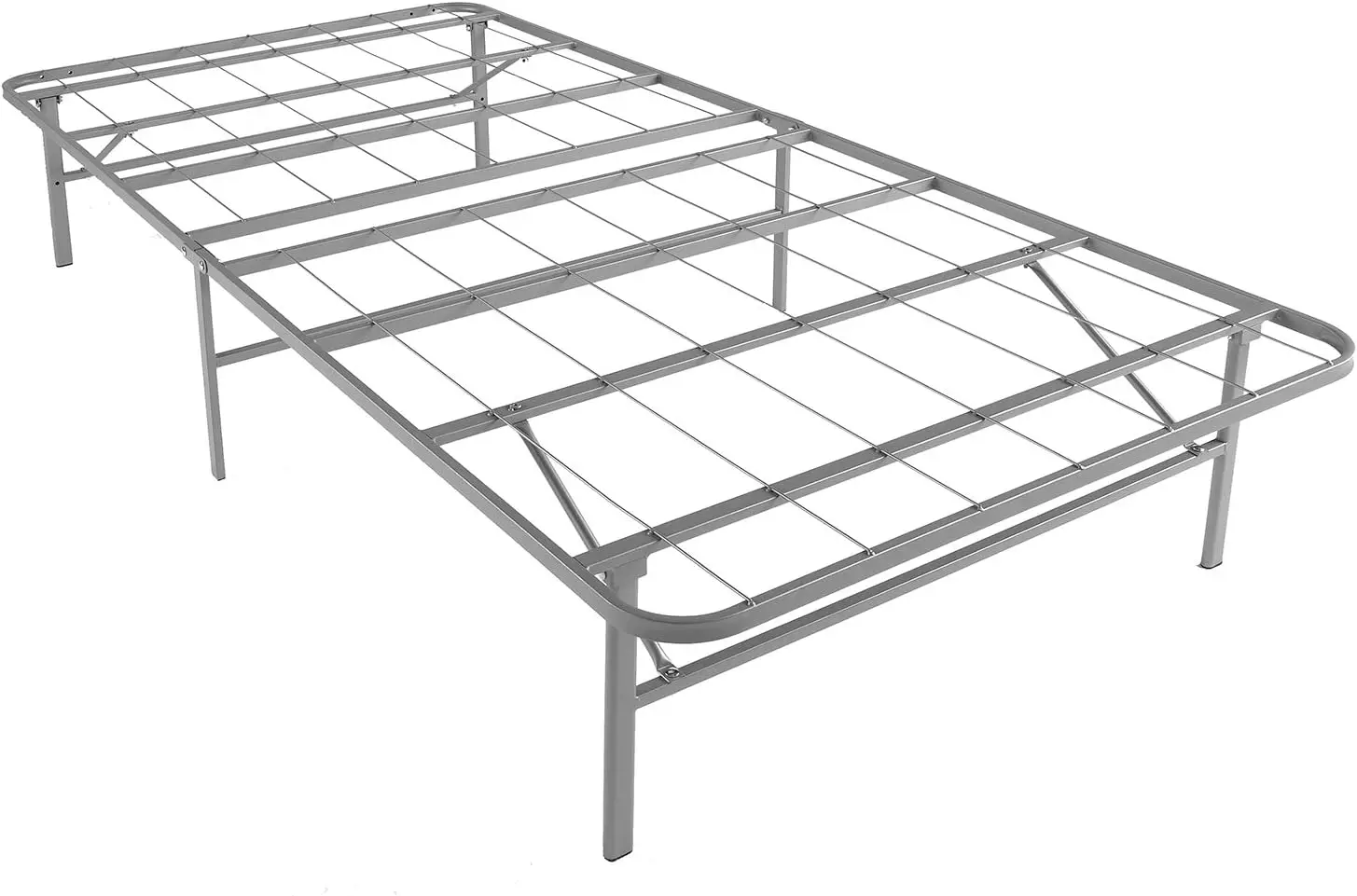 Premium Platform Bed Base In Silver, Replaces Box Spring And Bed Frame