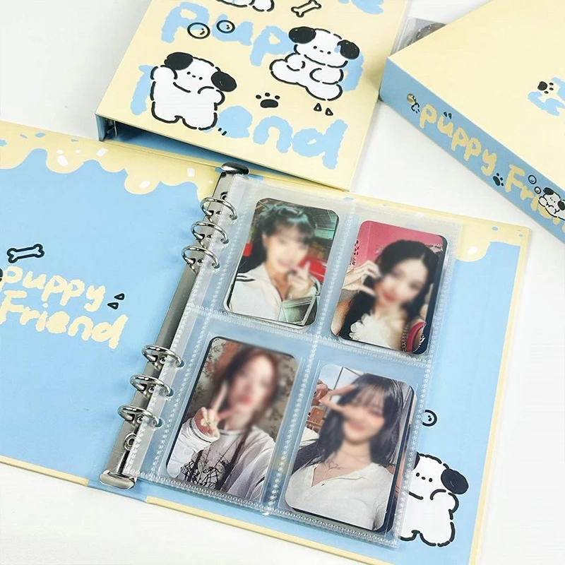 A5 Binder Korea Kpop Idol Photo Album Cute Line Dog Photocard Holder Photo Card Binder Loose-Leaf Photographs Collect Book Album