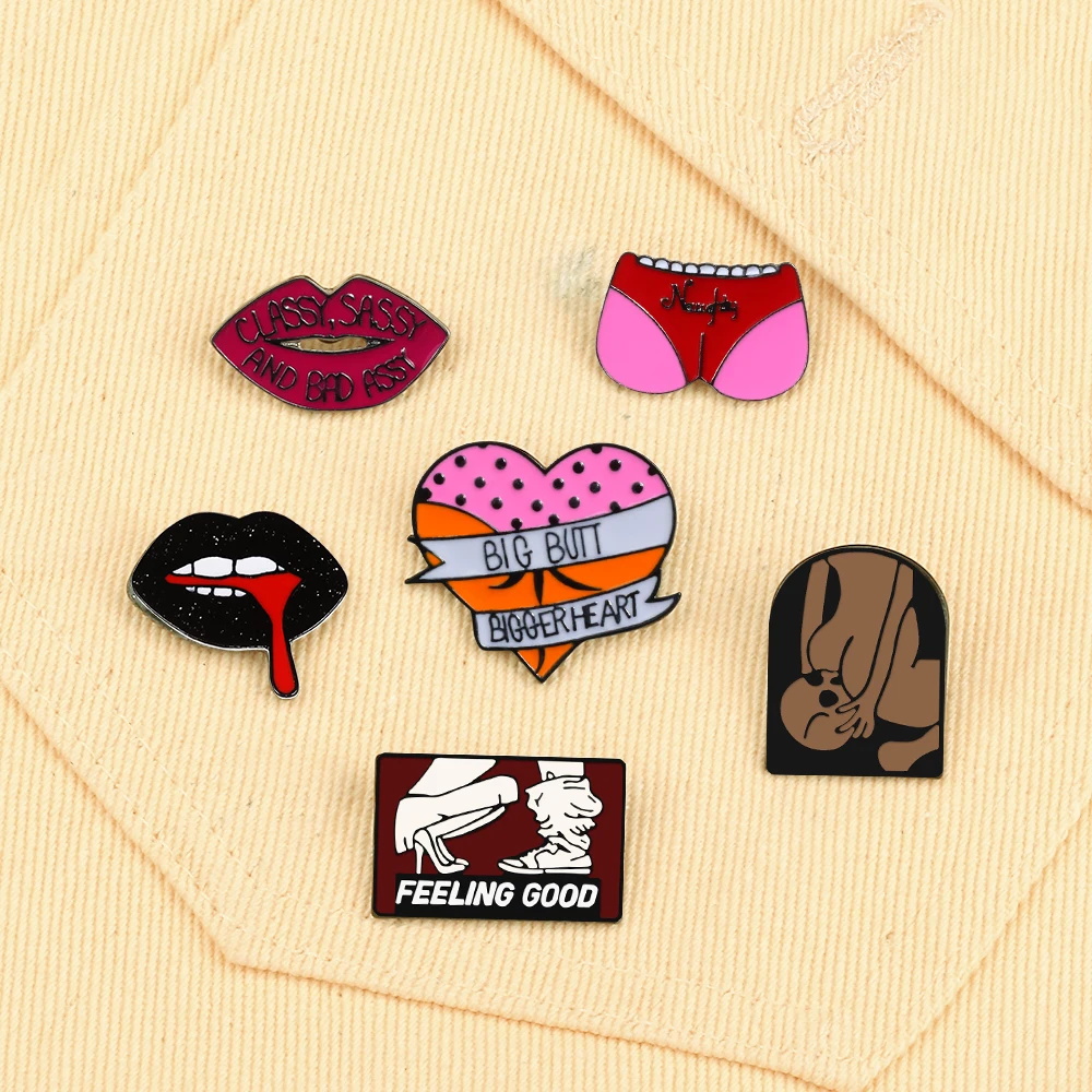 Punk Sexy Lips Enamel Pin High Quality Skull Brooches Women Men Jeans Coat Lapel Pin Badge Jewelry Accessories Gift for Friend