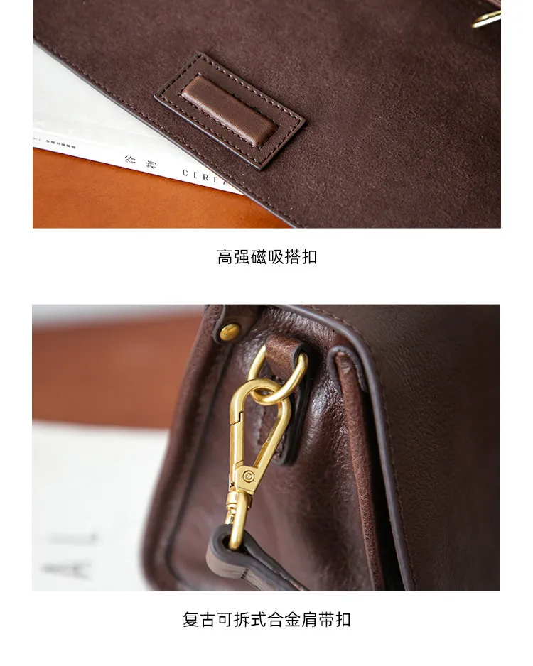 Einfache, lässige Damen-Umhängetasche aus pflanzlich gegerbtem Rindsleder, luxuriöse, weiche Echtleder-Handtasche für den Wochenend-Shopping-Besuch. – Detail 5