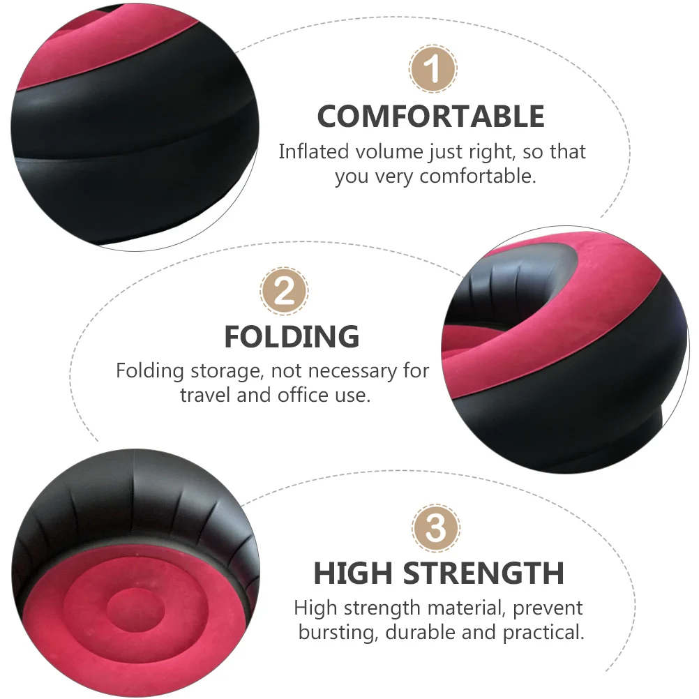 

Inflatable PVC Sofa Lazy Couch Outdoor Foldable Stool Child Red High Strength Practical Easy Clean Flocking Travel