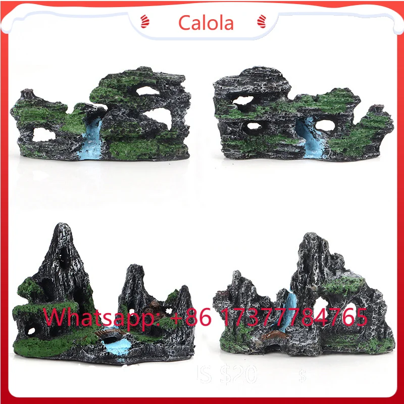 Simulation Resin Small Rockery Aquarium Water Feature Decoration Ornament