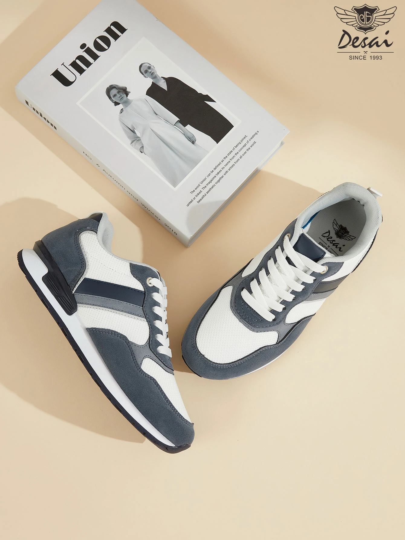 Zapatillas deportivas retro de color contrastante para hombre, de la marca Desai, con cordones, ligeras, para uso casual y para correr, con suela gruesa antideslizante, ideales para el día a día, la oficina y actividades al aire libre.