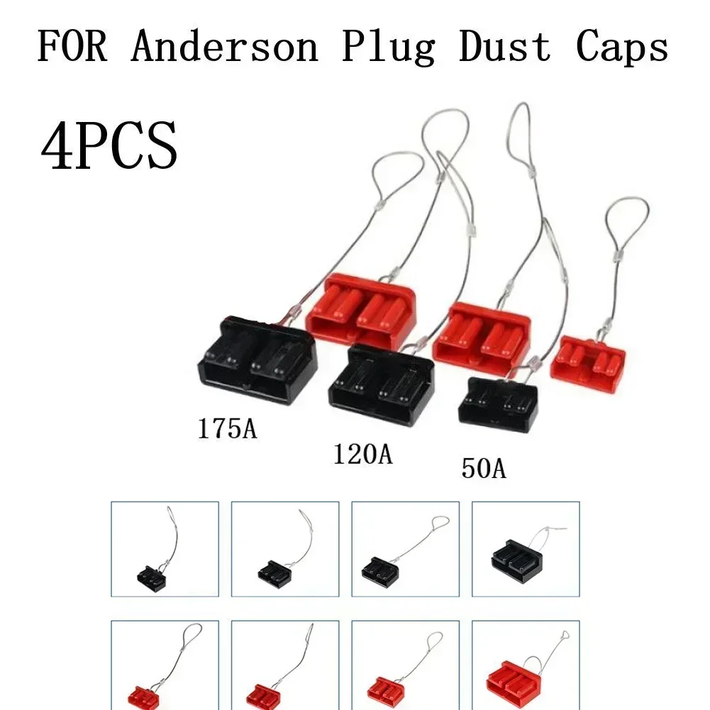 

4Pcs Dust Cap Black/Red FOR Anderson Plug Cover Style Connectors Battery Caravan 50A/120A/175A Battery Connector Plug Dust Cover