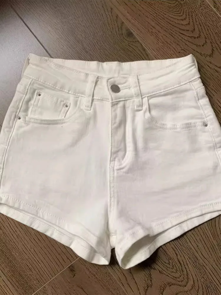 

Джинсовые брюки с высокой талией, женские обтягивающие эластичные прямые шорты трапециевидной формы, летние повседневные брюки с высокой талией