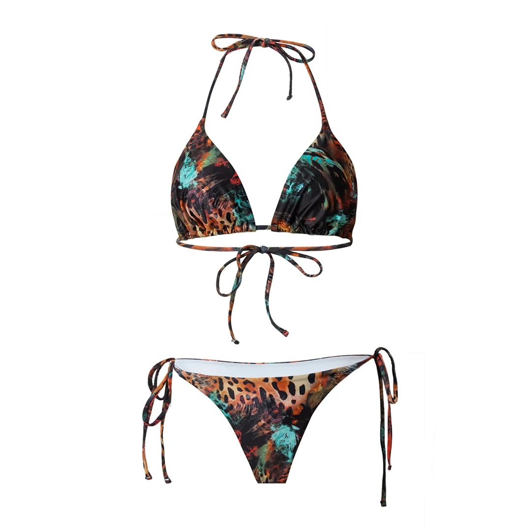2026 Sexy bedruckter Neckholder-Bikini mit hohem Beinausschnitt, Damen-Badeanzug, zweiteiliger Bikini-Set, Badebekleidung, Badeanzug, Schwimmanzug V5353 – Detail 11