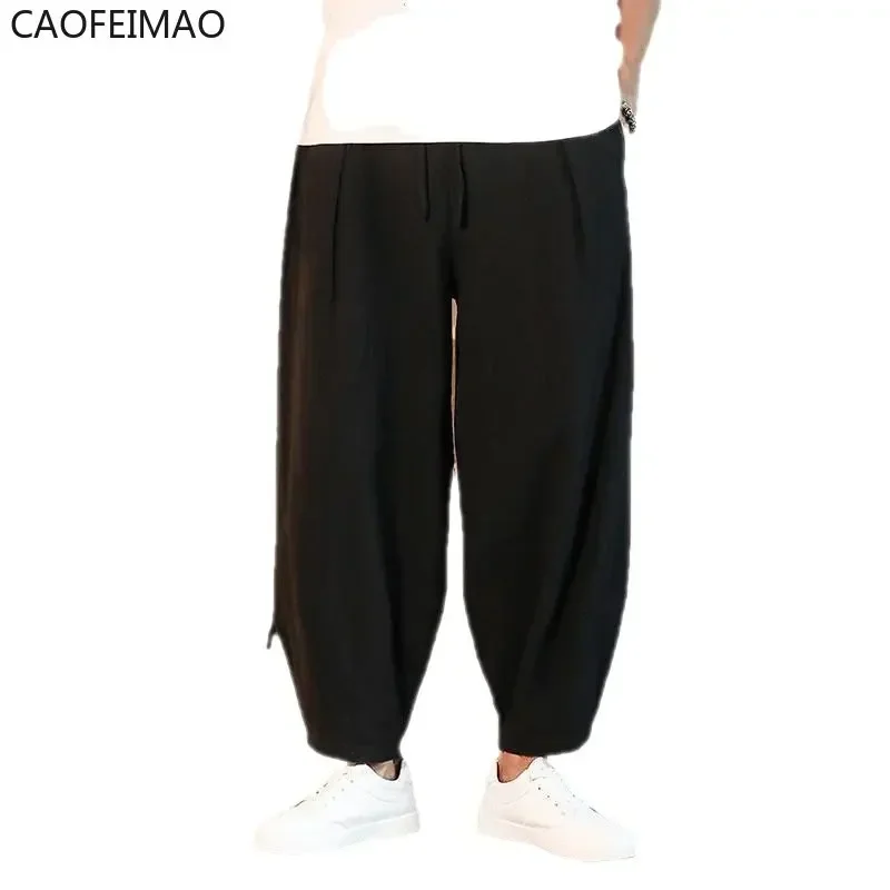 2025 Men's Pants Cotton and Linen Male Summer New Solid Color Mens Trousers Loose Fitness Baggy Streetwear Plus Size M-5XL