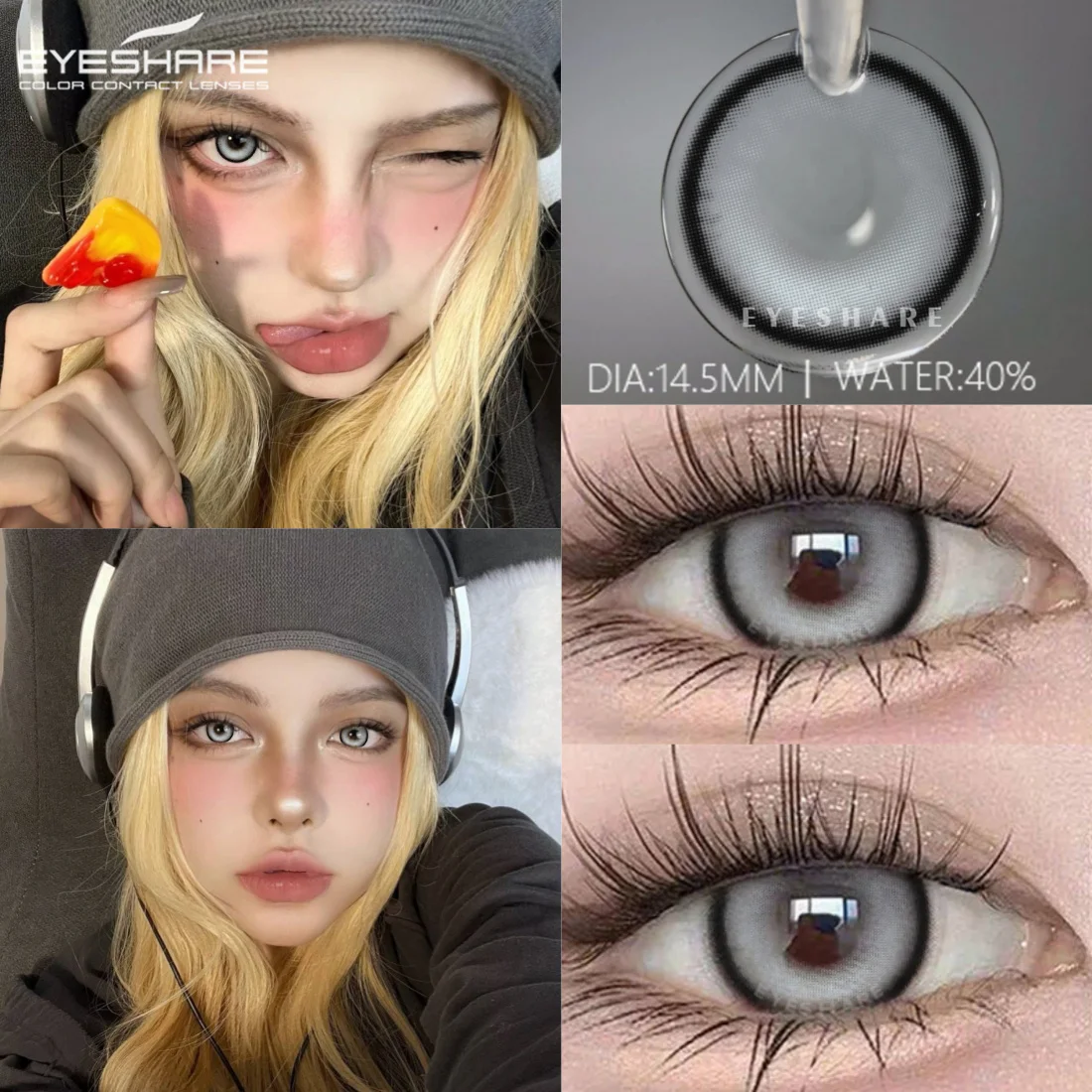 EYESHARE Blue Eyes Contacts Lense 1pair New Natural Colored Contact Lenses for Eyes Gray Contact Lens Yearly Fashion Eye Lenses