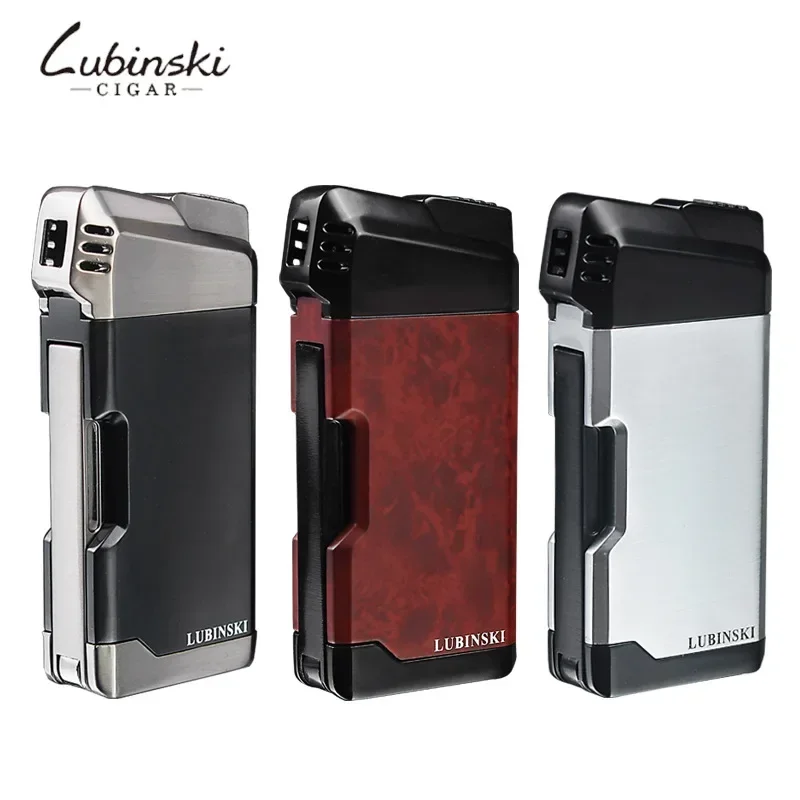 LUBINSKI Cigar Cigarette Tobacco Lighter Single Torch Jet Flame Refillable With Punch Smoking Tool Accessories Portable