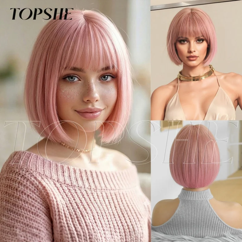 ヨーロッパとアメリカのコスプレアニメカラフルウィッグjk原宿ショートボブヘアスタイル二次元フルヘッドウィッグ