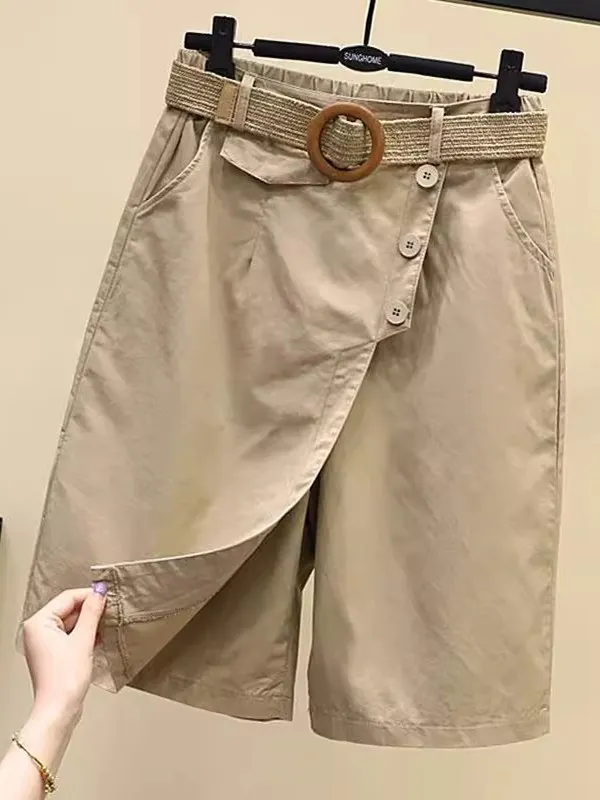 

Юбка с высокой талией и эластичной резинкой на талии, женские летние утягивающие винтажные универсальные прямые брюки, обернутая юбка средней длины