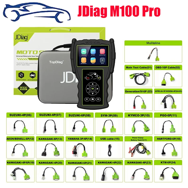 

JDiag M100 Pro Motorcycle Diagnostic Scanner OBD2 Fault Diagnostic Tool Motorbike Code Reader For BMW Kawasaki Yamaha Suzuki KTM