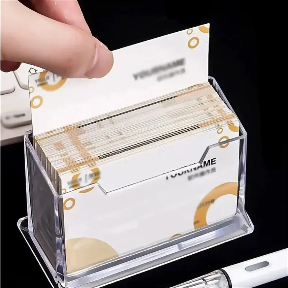 Business Card Holder Transparent Desktop Business Card Display Stand Box  Office Business Cards Holder Desk Shelf Storage Boxes